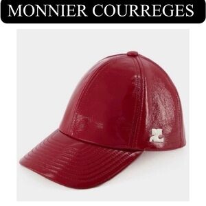MONNIER COURREGES Signature Red Patent Leather Baseball Hat, NWT